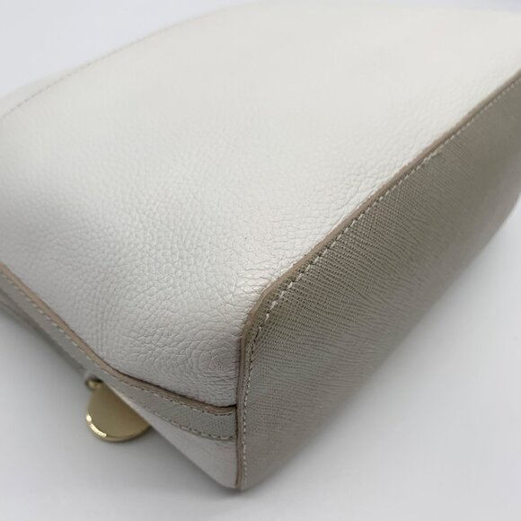 Brahmin White and Macaroon Lady Vineyard Croc Embossed Mini Duxbury Bag - Picture 8 of 12